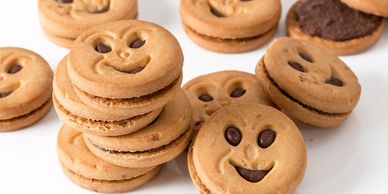 Biscuits with smiley faces.