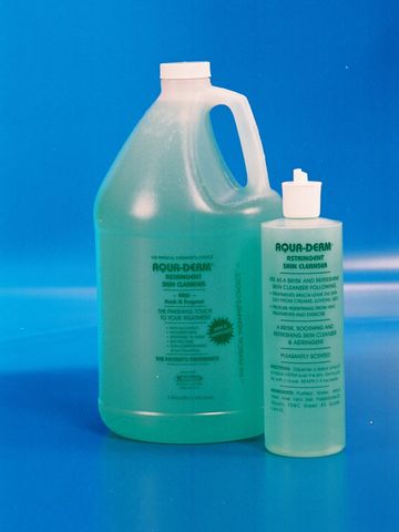 One gallon bottle and one 8 oz bottle of Aqua-Derm.