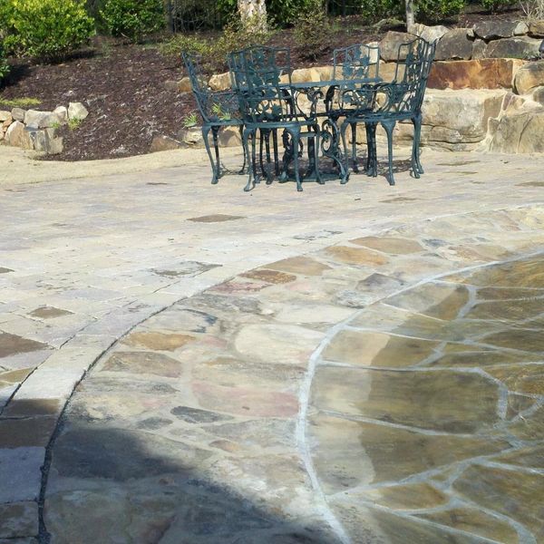 Stone Beach at the pool, paver deck. 