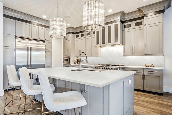 Calacatta Villa. Corian Quartz. Kitchen Design. Island Countertop. 