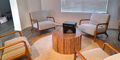 Living area cleaned after construction with dust-free furniture and floors in Las Vegas