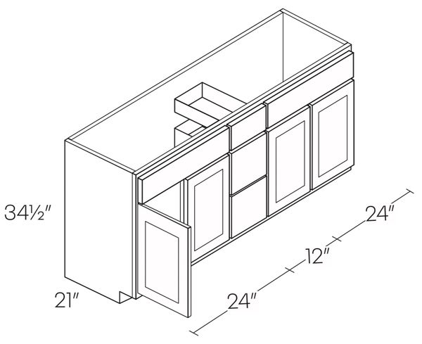 4 Door 3 Drawer 60in Vanity - Luxor Collection