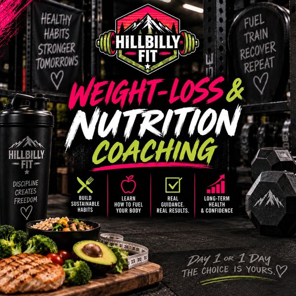 Weight-loss and nutrition coaching by Hillbilly Fit.