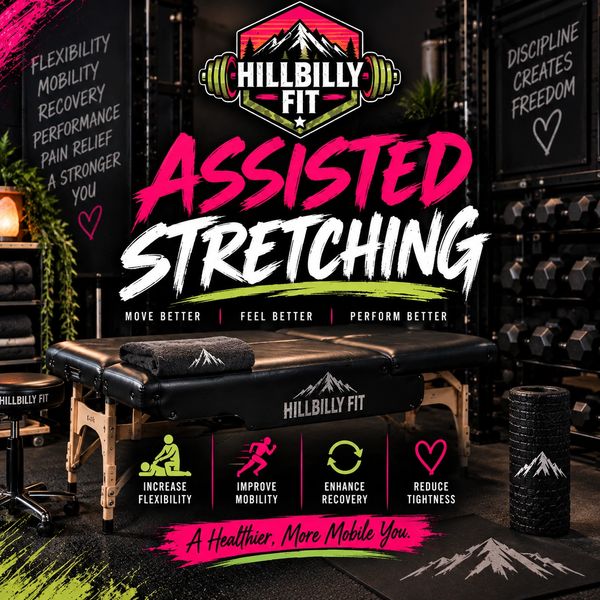 Hillbilly Fit assisted stretching promotes flexibility, mobility, recovery, and performance.