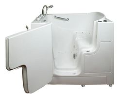 Extra wide outswing door low step transfer tub for the safest and most accessible walk-in bathtub.