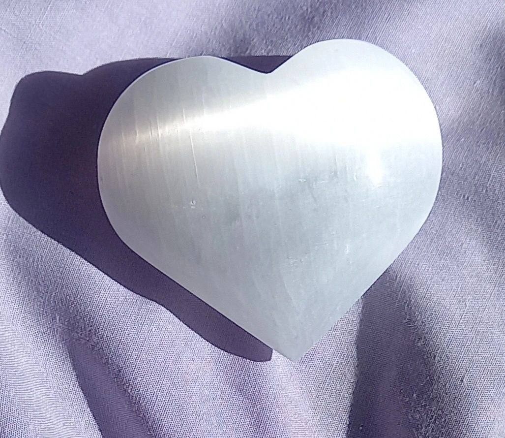 Selenite heart crystal