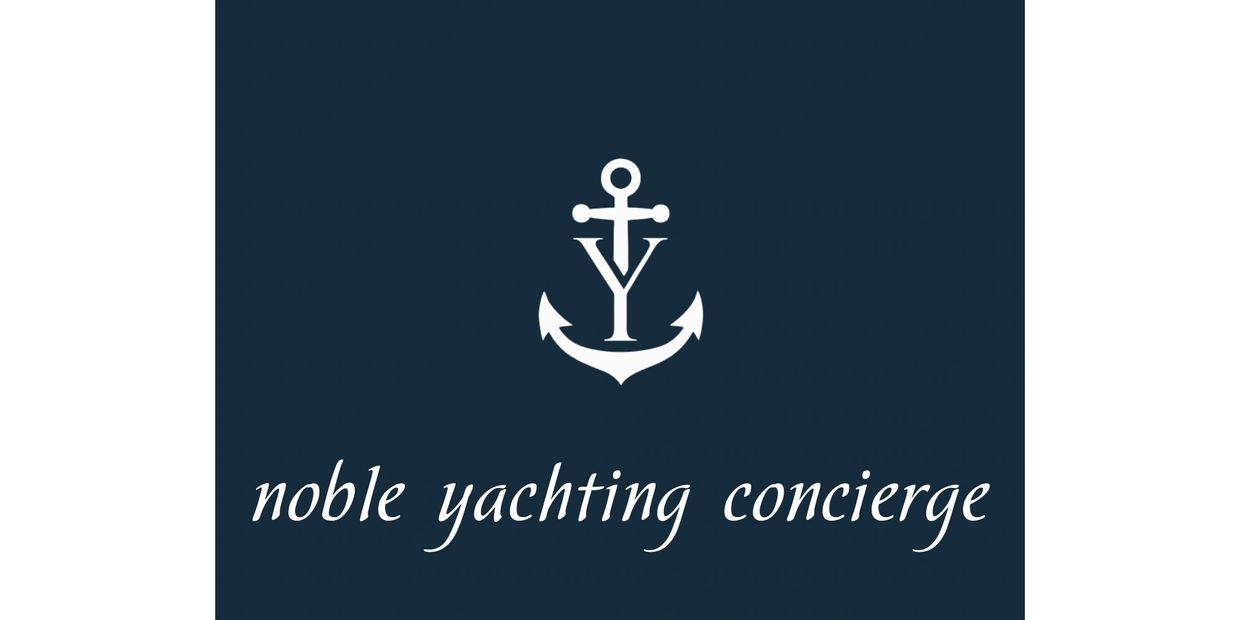 Elegant logo with an anchor and the text 'noble yachting concierge'.