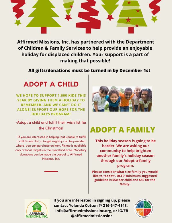 Adopt A Kid/ Adopt A Family for the holidays program
