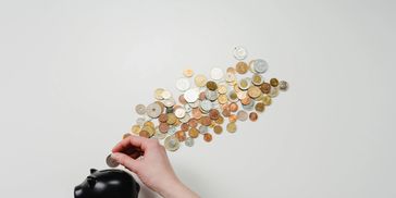 Piggy bank with coins being put in