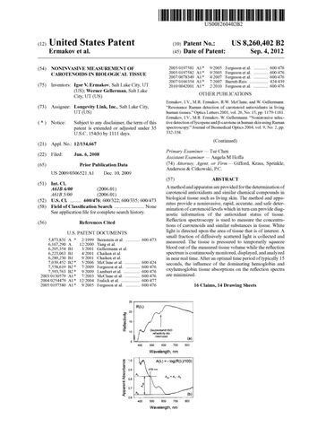 Patent for carotenoid measurement.
