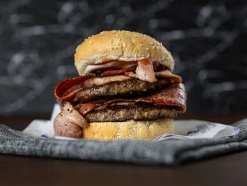 Double beef and bacon burger