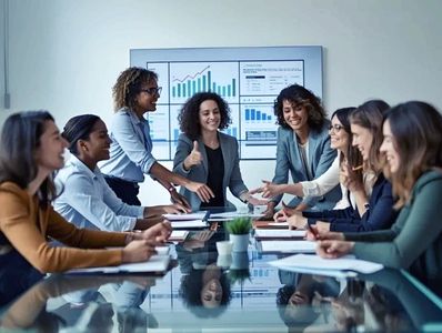 Équipe de travail souriante qui termine une réunion fructueuse