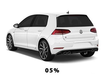 White Volkswagen Golf GTI hatchback car shown from the rear side.