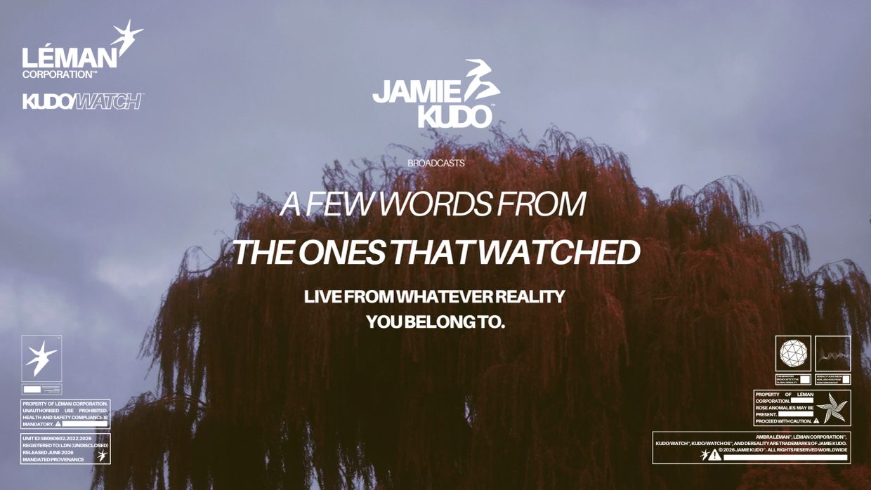 Promotional image with text about Jamie Kudo broadcasts from Léman Corporation.