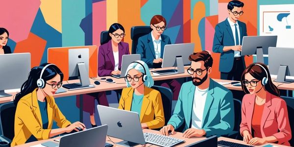 people working remotely with laptops