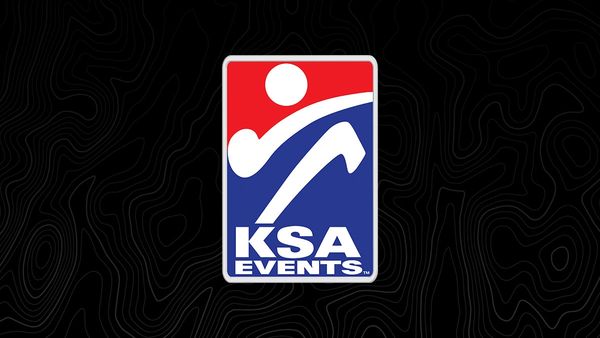 KSA Events logo with a stylized figure and bold colors on a black background.