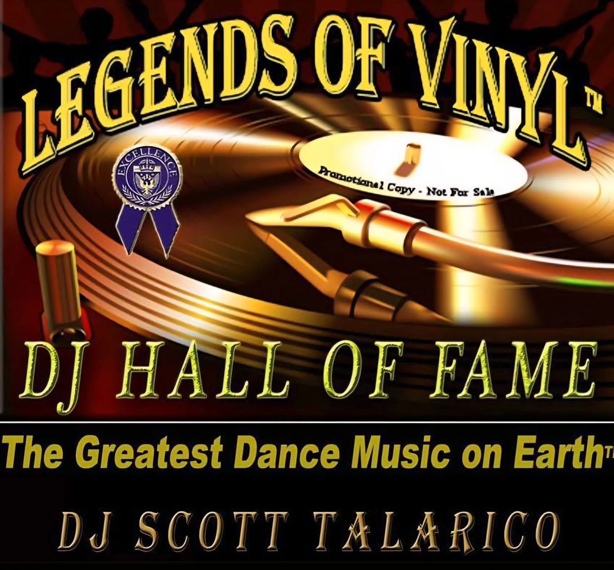 DJ Hall of Fame album cover featuring a vinyl record and turntable tonearm.