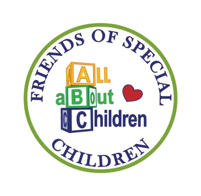 Logo of Friends of Special Children with colorful alphabet blocks and a heart.