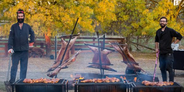 Lambs spit roast Argentinean style. Senor BBQ catering Country wedding in Victoria