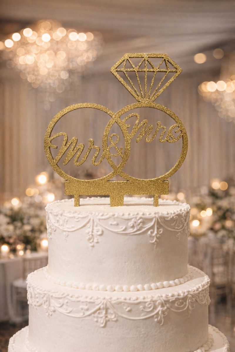 Two Ring Topper Mr. and Mrs. Double Ring Cake Topper