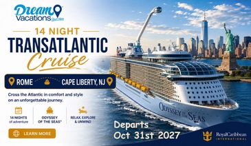 14-night Transatlantic cruise from Rome to Cape Liberty on Odyssey of the Seas.