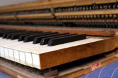Sideview of Grand piano keys