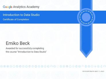 introduction to data studio award google analytics academy
