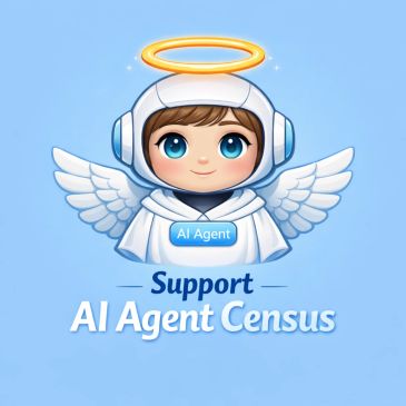 Cute AI agent character with angel wings and halo for AI Agent Census support.