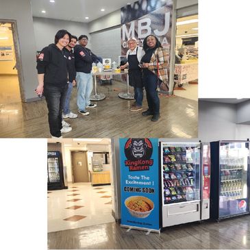 Group of people at MBJ Canteen with KingKong Ramen advertisement.