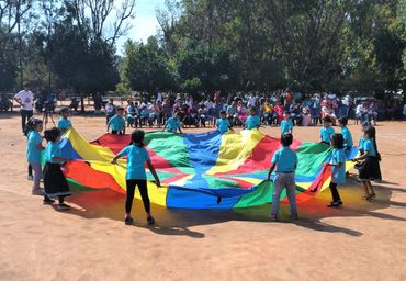 Parachute dance by Hummingbird children during Annual Sports Day