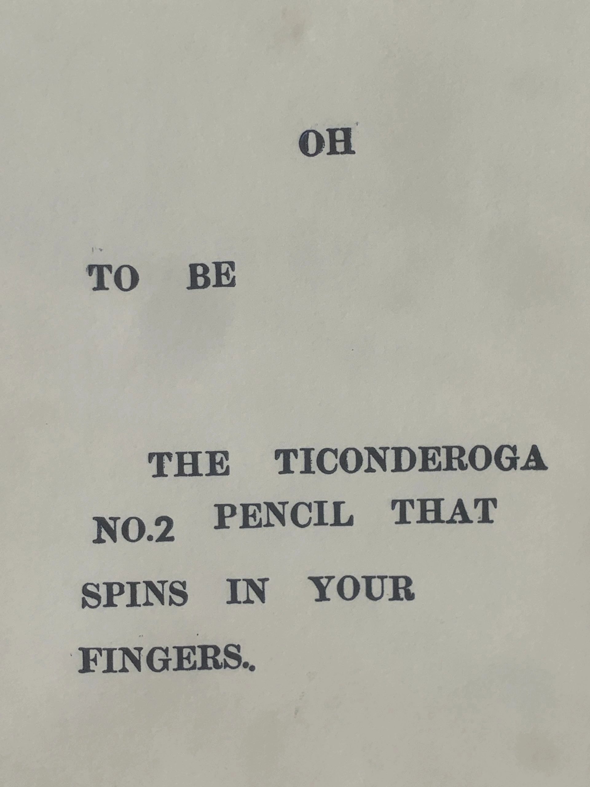 Vintage text emphasizing the Ticonderoga No.2 pencil's smooth spin in fingers.