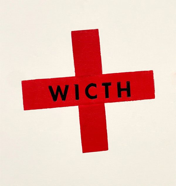 Red cross with 'WICTH' text on white background.