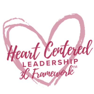 A heart-shaped logo with the words 'Heart Centered Leadership' inside.