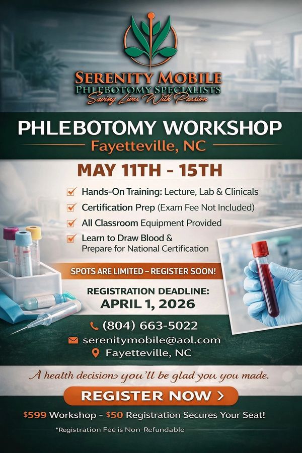 Register Now and Spring Into your New Career in The Allied Health Field As A Certified Phlebotomists