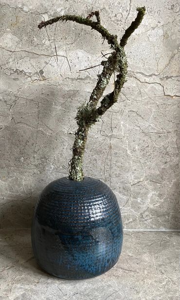 Carved Stoneware Bud Vase