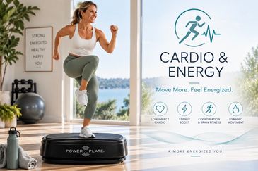 Woman exercising on a Power Plate machine.