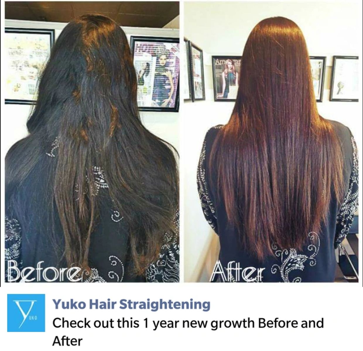 Transformation at its best! 18 month grow out, natural non-colored hair. Schedule your YUKO Straight
