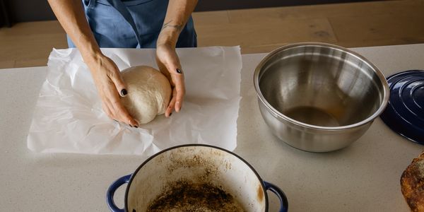 preparing a sourdough for the oven