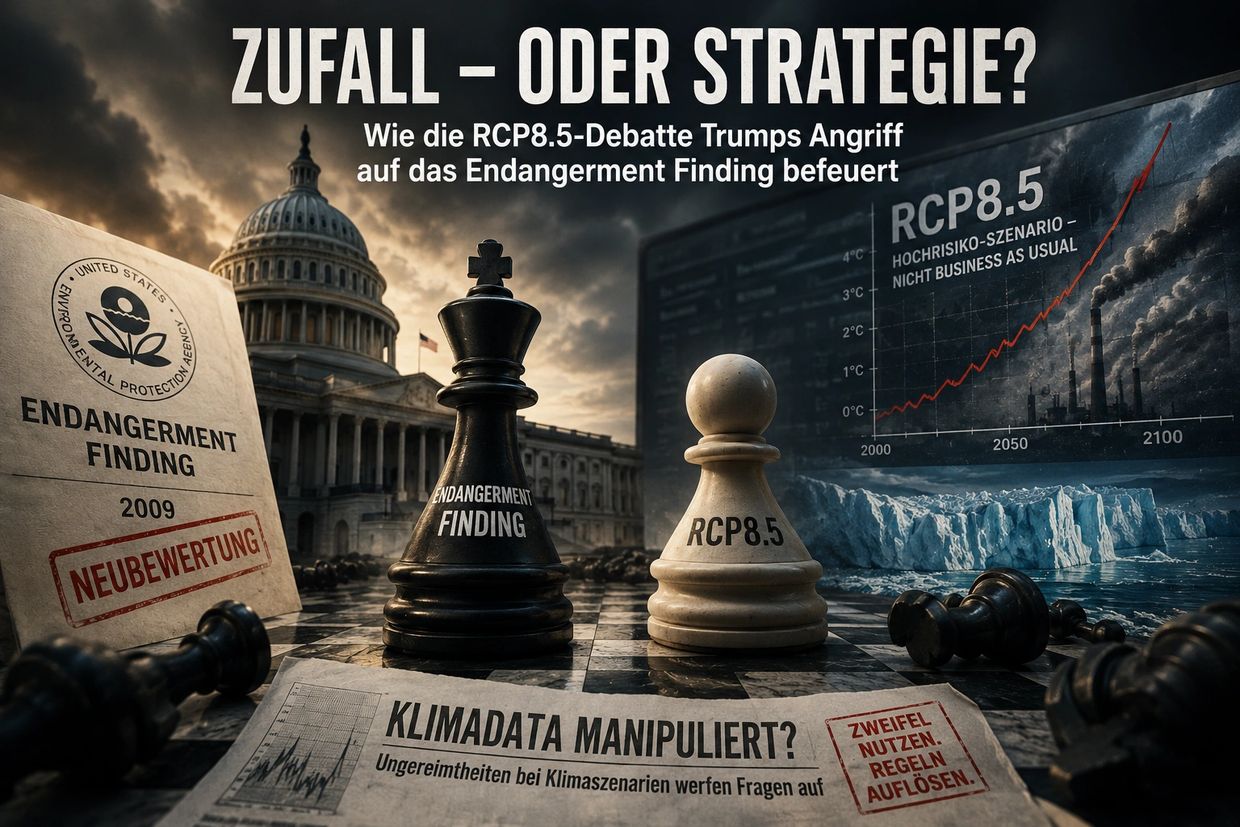 Chess pieces and climate data symbolize debate on climate strategy and manipulation.