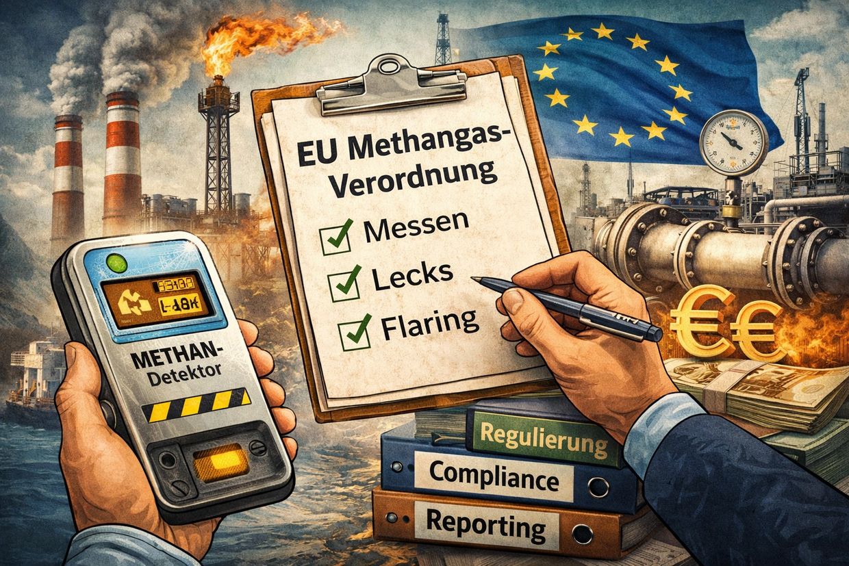 EU regulations on methane gas measurement, leaks, and flaring with compliance and financial impact.
