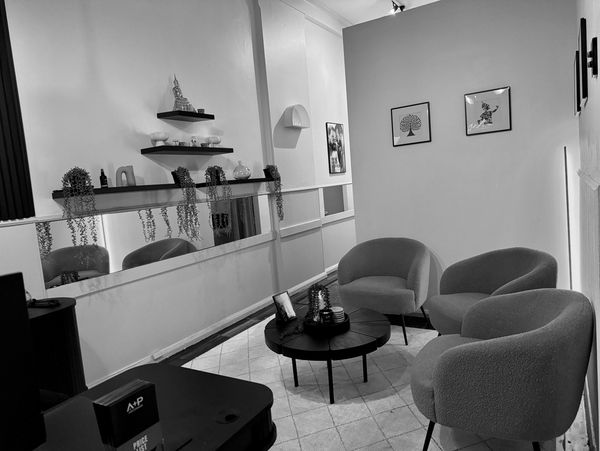 Contemporary reception of Thai massage clinic. 