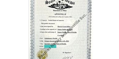 Apostille Service in Florida and nationwide.  Apostille service available in all 50 states.