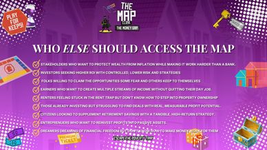 A purple-themed infographic listing who should access an investment map.