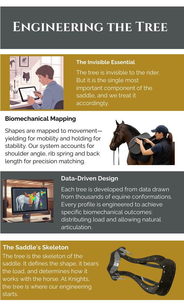 Infographic how we engineered our tree specifically for our saddles.