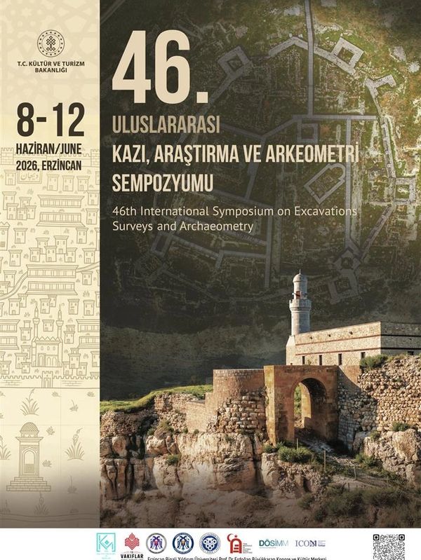 Poster for the 46th International Symposium on Excavations, Surveys, and Archaeometry in Erzincan, June 2026.
