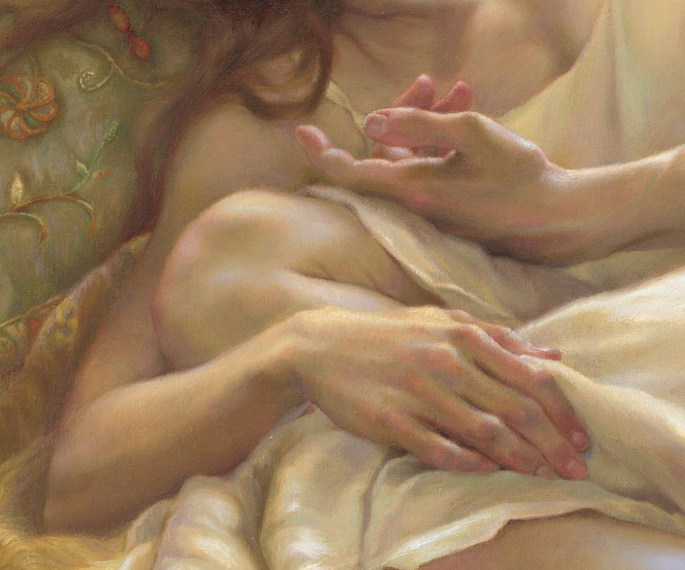 Detail of hands from oil painting "Sonoran June"