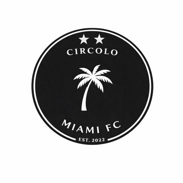 Black and white Miami FC logo with a palm tree and two stars.