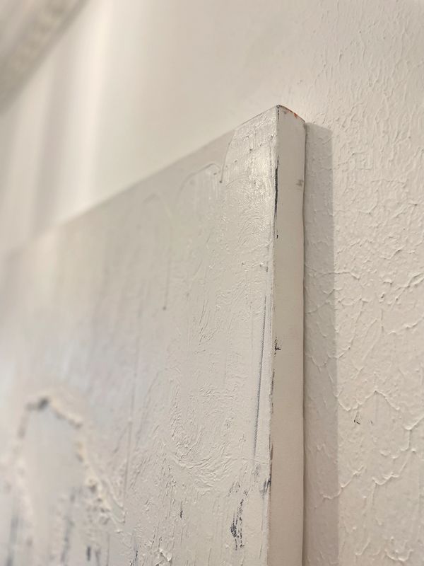 MIXED MEDIA ON CANVAS WITH MULTIPLE TEXTURES, lighting shows drip matte over satin