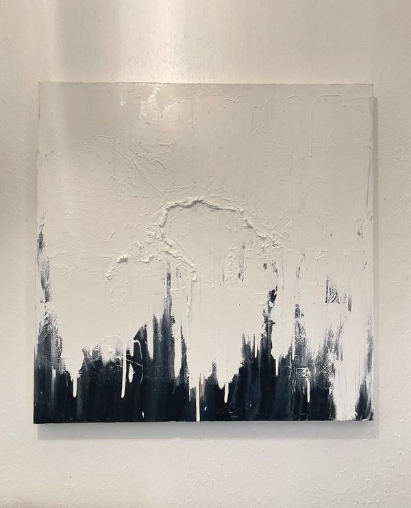 MIXED MEDIA ON CANVAS WITH MULTIPLE TEXTURES, matte over satin, rising figure
