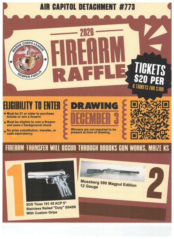 2026 Firearm Raffle poster with two guns featured.